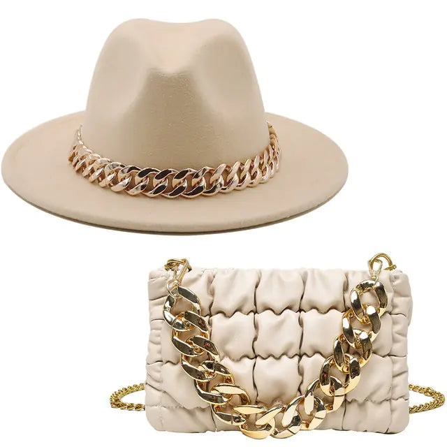 Matching Hat w/ Purse & Gold Chain