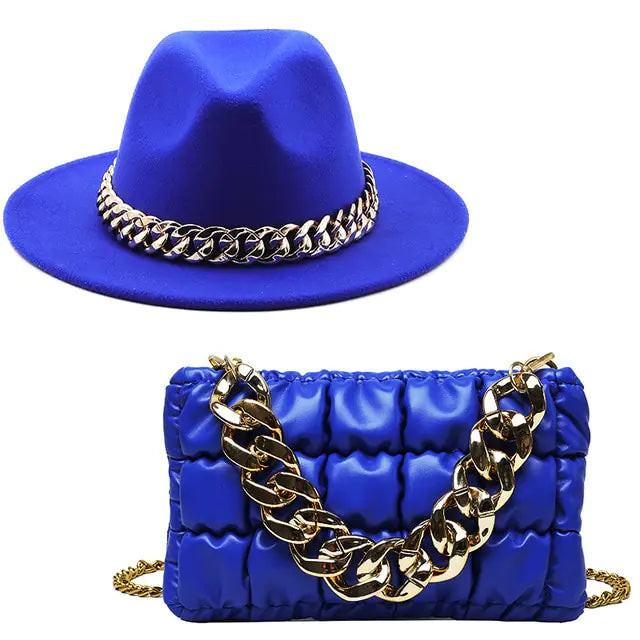 Matching Hat w/ Purse & Gold Chain