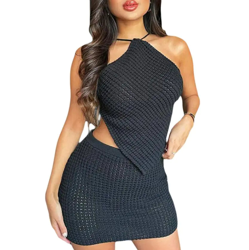 Halter Top w/ High Waist Skirt