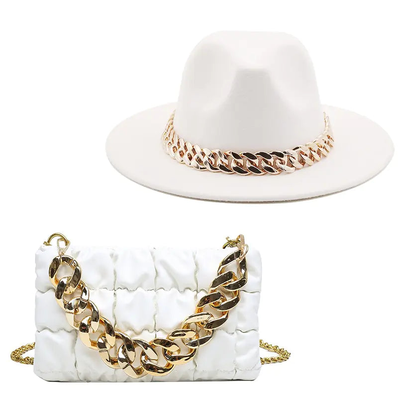 Matching Hat w/ Purse & Gold Chain