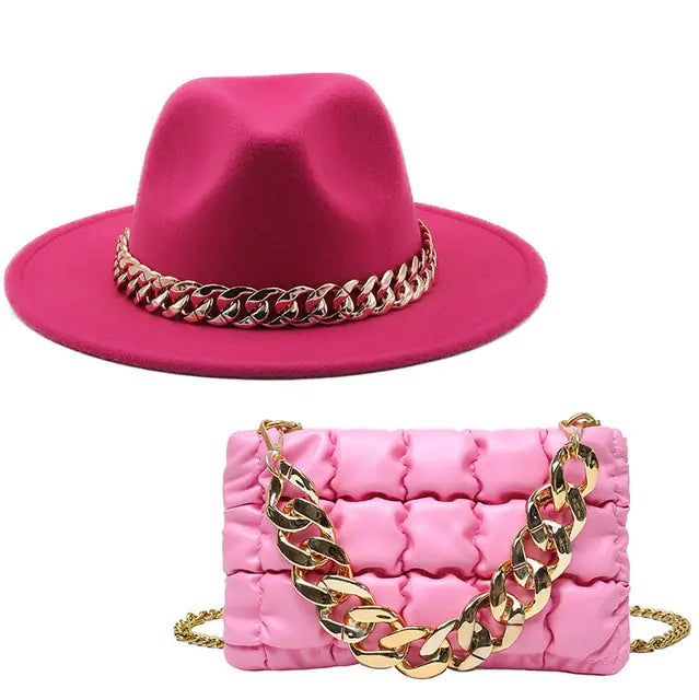 Matching Hat w/ Purse & Gold Chain