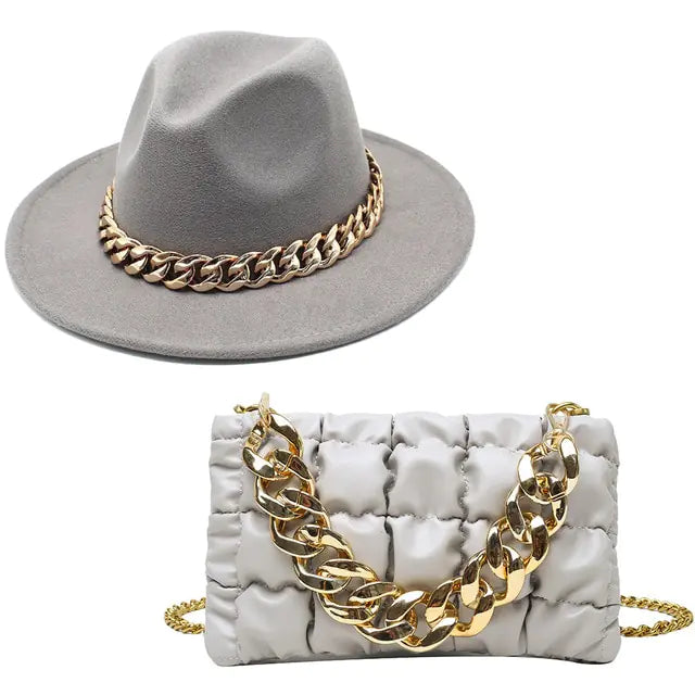 Matching Hat w/ Purse & Gold Chain