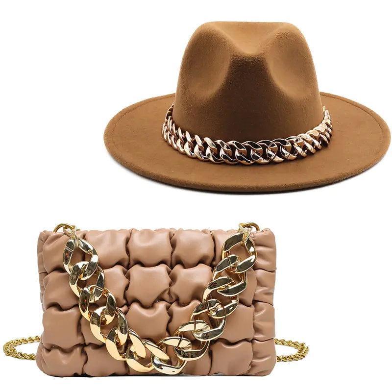 Matching Hat w/ Purse & Gold Chain