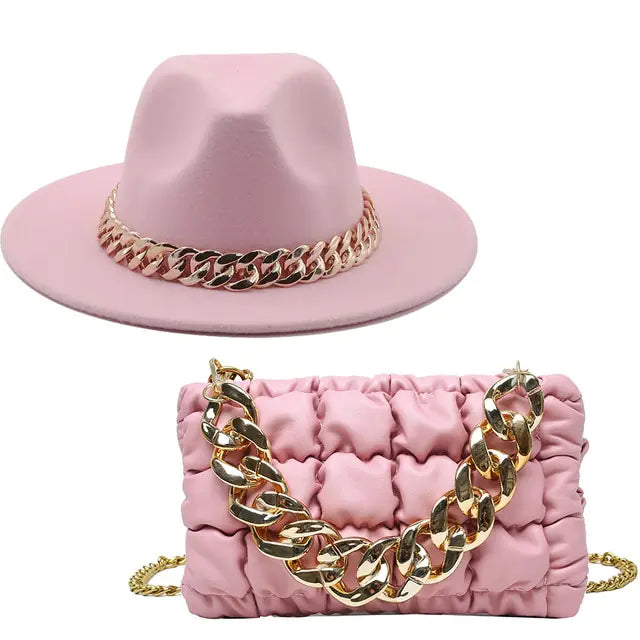 Matching Hat w/ Purse & Gold Chain