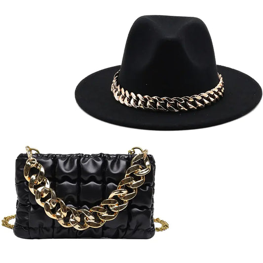 Matching Hat w/ Purse & Gold Chain